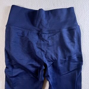 BoomBooty Seamless Leggings Womens S Navy Blue Scrunch Butt High Waist Mesh